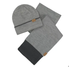 Tipped Beanie & Scarf Gift Set Grey Melange