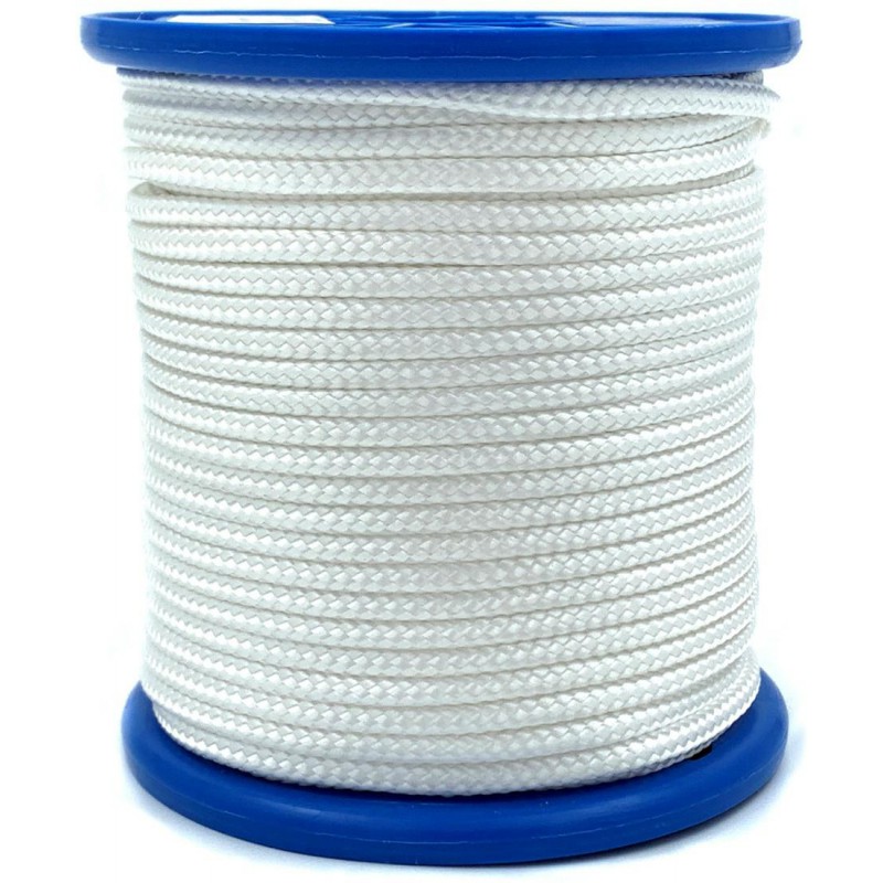 Polyester vlaggenlijn 4mm wit, 50mtr klos